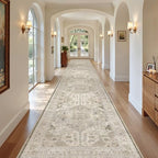 Madane Hallway Runner Rug 3x20 Washable Kitchen Runners 20ft, Ivory/Brown - Image 4
