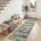 2x 10 Area Rug for Hallways, Abstract Washable Runner Rugs,Coffee/Green by Lofus