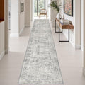 2.6x14 Washable Runner Rug:Modern Abstract Soft Carpet Black Grey by FXRHLP