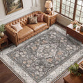 SameBed 6x9 Area Rug Living Room, Vintage Washable Carpet Warm Taupe by SameBed