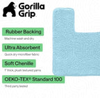 GORILLA GRIP Chenille Bath Rug Mat for Square Toilet Base, 24x19 Sky Blue - Image 3