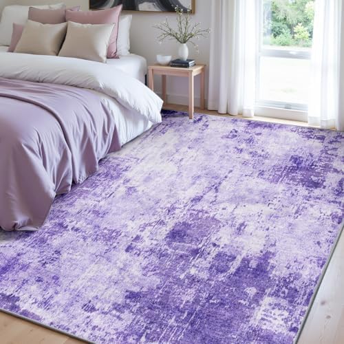 RELEANY Washable 5'x8' Abstract Area Rug for Living Room Purple - Image 2