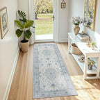 RELEANY Washable Area Rug, Small 2'x4', Blue/White/Gray by RELEANY