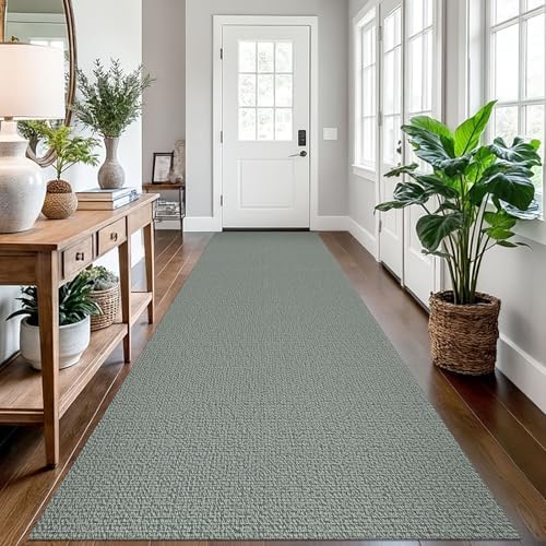 EARTHALL Washable Runner Rug, Non Slip Hallway Runner, 3x12 Ft, Green/Grey by Unknown