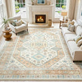 Lofus Living Room Rugs 8x10, Boho Orange and Beige Washable Carpet by Lofus