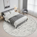 Round Area Rug Living Room: 5 ft Modern Washable Carpet Gray - Image 4
