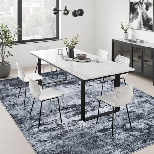 10x12 Area Rug Living Room: Modern Washable Indoor Carpet Black - Image 4