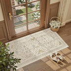 Madane Washable Area Rug 2x4, Small Entryway Rugs Non-Slip, Beige/Blue - Image 2