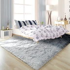 4x6 Black and Grey Fluffy Soft Area Rug Non-Slip for Bedroom Living Room - Image 2