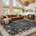 Boho Black Rug for Living Room - Washable 10x12 Area Rug, Dining Room Rugs for Under Table, Soft Low Pile Carpet for Bedroom - Farmhouse Decor, Non-Slip & Stain Resistance by HazoHaus