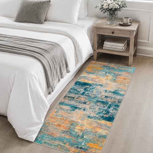 2x5 Washable Runner Rug：Modern Abstract Soft Carpet Rosy Haze - Image 4