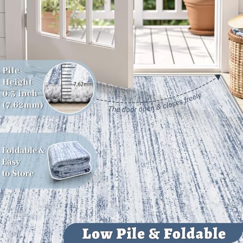 Area Rug 9x12 Living Room Rugs: Washable Modern Rug Large Non-Slip Soft Rugs Stain Resistant Printed Rug Indoor Carpet for Bedroom Kitchen Dining Room Nursery Playroom Home(Dark Blue, 9'x12') - Image 6