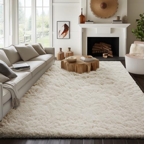 Ophanie 8x10 Area Rugs for Living Room, Washable Non-Slip Fluffy Soft Large Shag Bedroom Carpet, Ivory Big Indoor Nursery Rug, Carpets for Boy and Girls Room Dorm Decor with Over 99 pcs Pile fibers - Image 5