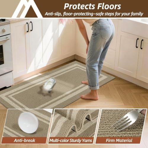 COSY HOMEER Kitchen Rugs Sets of 2 Non-Slip Washable,24"x35"+24"x60" - Image 6