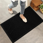 HIYARD Sturdy Front Door Mat, Absorbent Muddy Dirt Resist Welcome Door Mats Outdoor Indoor, Stain and Fade Resistant, Non-Slip Backing Entry Mat Low Profile Doormat for Entryway, 36×24, Black by HIYARD