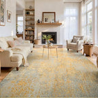 Ompaa Living Room Rug 6x9 Area Rug Washable Boho Carpet Non Slip Abstract Vintage Indoor Large Rugs for Bedroom, Classroom, College Dorm, Farmhouse, Dining Room, Kids Playroom (Orange, Silver & Gray) - Image 4