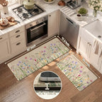 KIMODE Anti Fatigue Kitchen Mats, Farmhouse Floral Kitchen Rugs Sets of 2 - Image 3