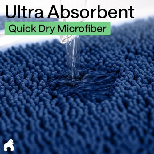 GORILLA GRIP Bath Rug Mat for Bathroom, Absorbent Chenille 36x24 Royal Blue - Image 5