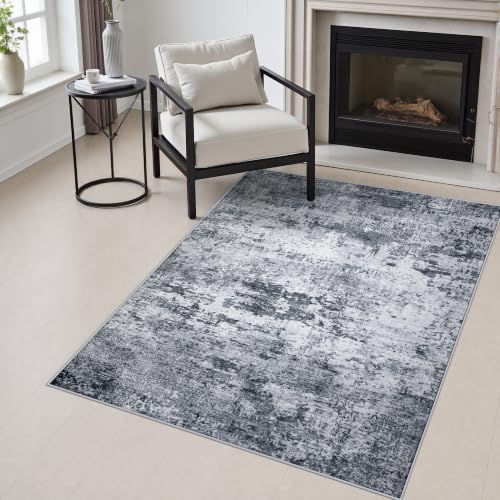 Area Rug Living Room: 3x5 Modern Washable Indoor Soft Carpet Grey by FXRHLP