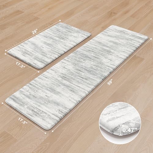 KIMODE Kitchen Mats Cushioned Anti Fatigue,Abstract Grey Farmhouse Rugs Set - Image 3