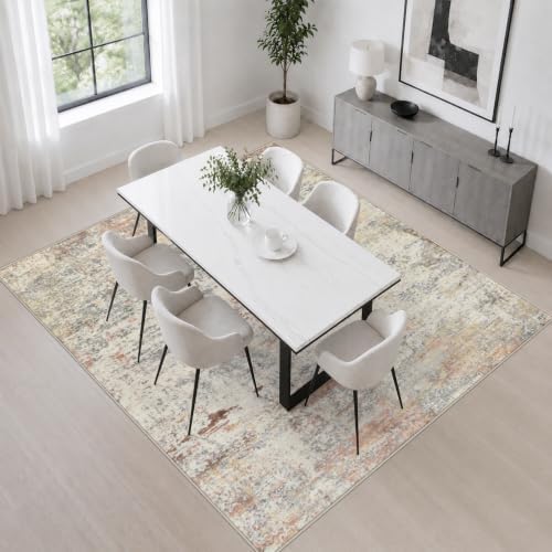 Area Rug Living Room: 4x4 Modern Washable Indoor Soft Carpet Taupe - Image 4