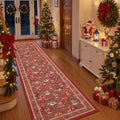 2x8 Christmas Runner Rug for Hallway,Washable Kitchen Rug,Red by Restydon