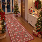 2x8 Christmas Runner Rug for Hallway,Washable Kitchen Rug,Red by Restydon