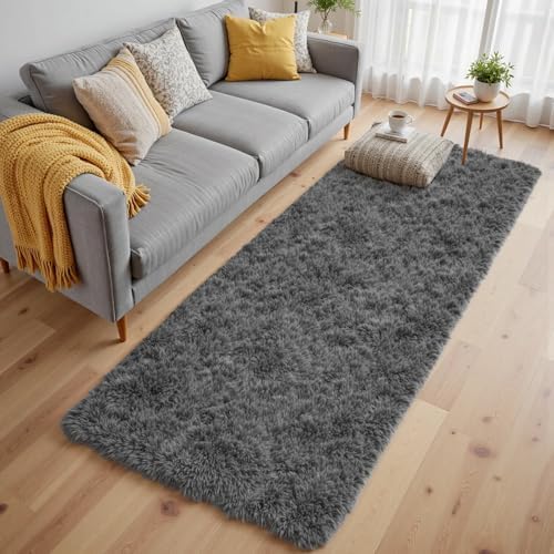 2x6 Fluffy Shag Area Rugs for Living Room Bedroom: Soft Plush Carpet Grey - Image 2