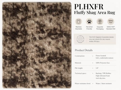 PLHXFR 4x6 Area Rug Living Room: Fluffy Bedroom Soft Shag Rug Coffee Brown - Image 4