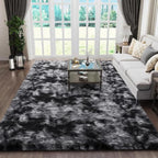 Ophanie Tie-Dyed Black & Grey Area Rugs 5x8 for Bedroom Living Room, Fluffy Shag Fuzzy Carpet, Plush Shaggy Rug, Indoor Carpet for Kids Boys Dorm Home Decor Aesthetic, Nursery with 99 pcs Pile fibers - Image 3