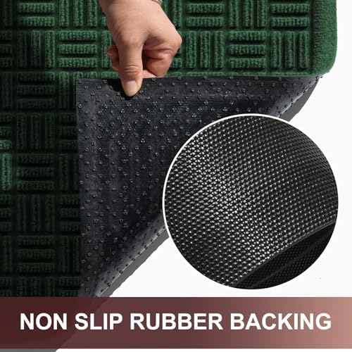 Mibao Front Door Mat Outside Entrance, 29.5" x 17", Heavy Duty Welcome Mat, Stain and Fade Resistant, Dirt Trapper Doormat, Super Absorbent Indoor Outdoor Entryway Mat with Non-Slip Backing, Green - Image 5