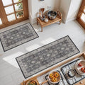 Kitchen Sink Rugs Set 0f 2: Washable Non-Slip Hardwood Floor Mat for Stove Dishwasher Fronts Soft Stain Resistant Carpet for Cooking Area & Fridge Boho Home Decor for High Traffic Area(2x3+2x4,Black) by HYHAOYUNLAI