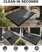 Mibao Front Door Mat Outdoor Entrance, 36" x 24" Heavy Duty Welcome Mat for Outdoor and Indoor, Waterproof Dirt Trapper Doormat, Super Absorbent Indoor Entryway Mat for Patio & Porch - Gray - Image 4
