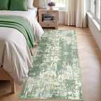 RELEANY Washable Runner 2'x10' Abstract Area Rug for Hallway Light Green - Image 4