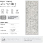 2.6x10 Washable Runner Rug:Modern Abstract Soft Carpet Black Grey - Image 2