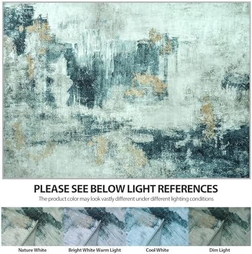 6x9 Area Rugs for Living Room Washable Bedroom Dining Room Teal Grey Gold - Image 7