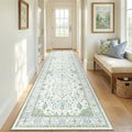 RELEANY Washable Area Rug, Runner 2'6"x8', Green/White/Blue by RELEANY