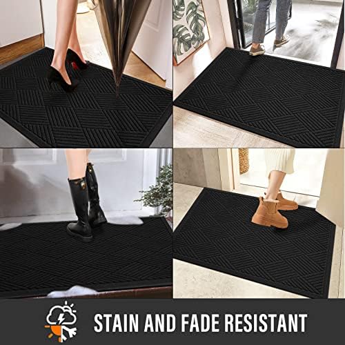 HIYARD Sturdy Front Door Mat, Absorbent Muddy Dirt Resist Welcome Door Mats Outdoor Indoor, Stain and Fade Resistant, Non-Slip Rubber Backing Low Profile Doormat for Entryway, 47×32, Black - Image 5