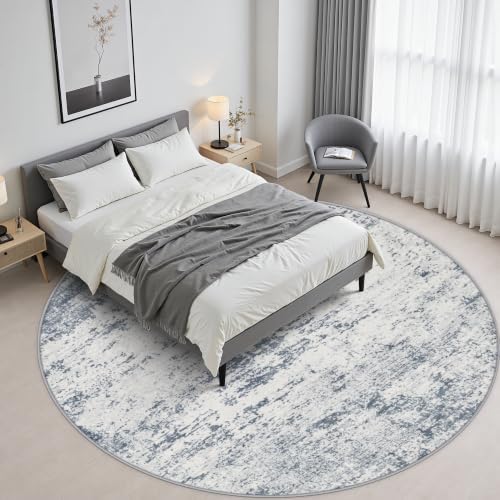 Round Area Rug Living Room: 4 ft Modern Washable Indoor Carpet - Image 4