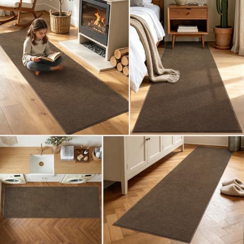 2x8 Beige Brown Solid Runner Rug Washable Non-Slip for Kitchen Hallway - Image 3
