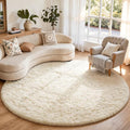 Ophanie Round Rugs 7Ft Ivory Circle Area Rug, Living Room Aesthetic Decor, Fluffy Fuzzy Bedroom Carpet, Plush Soft Shaggy Cream Rugs for Kids Home Decor, Nursery with Over 99 pcs Pile fibers by Ophanie