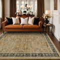 Hazo Haus Rustic Brown and Charcoal Olive Area Rug 5x7 for Living Room - Machine Washable Rugs for Dining Room, Kitchen Floor, Small Office, Low Pile Non-Slip Rubber Backing & Stain Resistant by HazoHaus