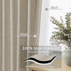 Guken Extra Long 100% Blackout Linen Curtains 102 Inches for Bedroom Ecru - Image 4