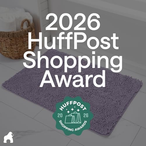 GORILLA GRIP Bath Rug Mat for Bathroom, Absorbent Chenille, 60x24 Purple - Image 6