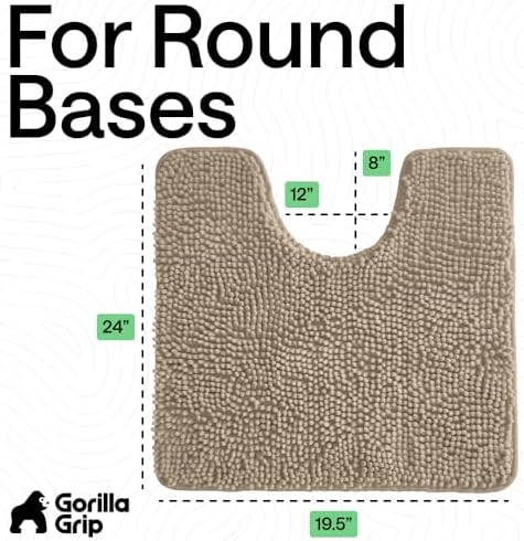 GORILLA GRIP Chenille Bath Rug Mat for Oval Toilet Base, 24x19 Beige - Image 2