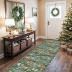 Washable 2'6x12 Hallway Runner Rug: Soft Entryway Kitchen Floral Runners Non Slip Water Resistant Nursery Bathroom Floor Mat Light Weight Carpet for Living Room Bedroom (2'6x12 Floral/Green) - Image 2