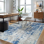 5x8 Area Rugs for Living Room Washable Bedroom Dining Room Blue Grey White - Image 3