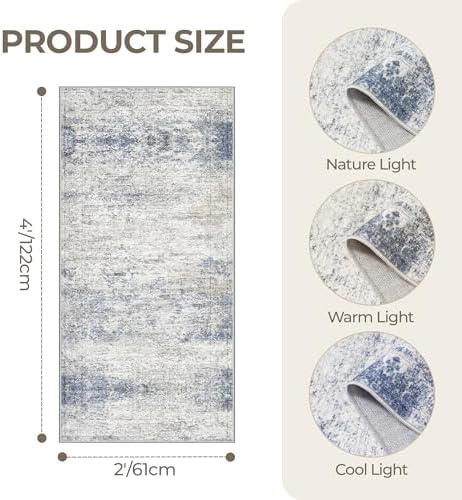 2x4 Rug Runners for Hallways Non Slip,Blue - Image 2