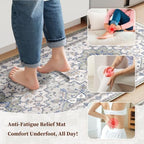 Boho Kitchen Mats for Floor 2PC Anti Fatigue Kitchen Rugs, Blue Grey - Image 3