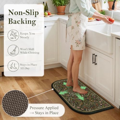 Collive Kitchen Mats for Floor Olive Green Half-Moon Rug, 17.3"x29.5" - Image 3